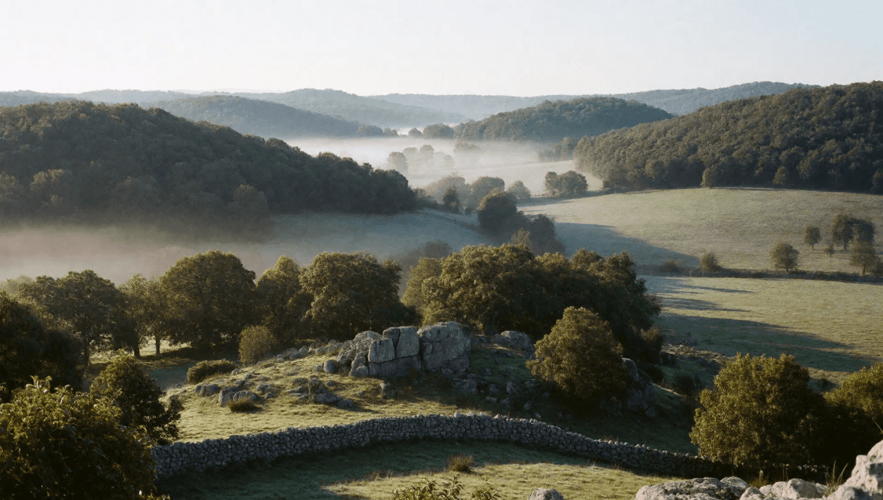 Une vallée du Limousin dans la brume